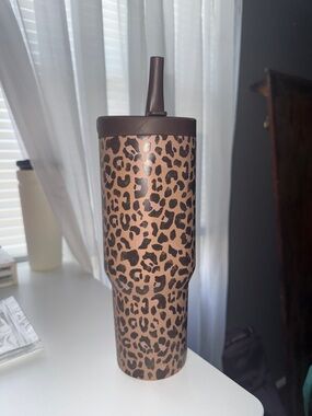 HydroJug Leopard Print Brown Tan Travel Tumbler